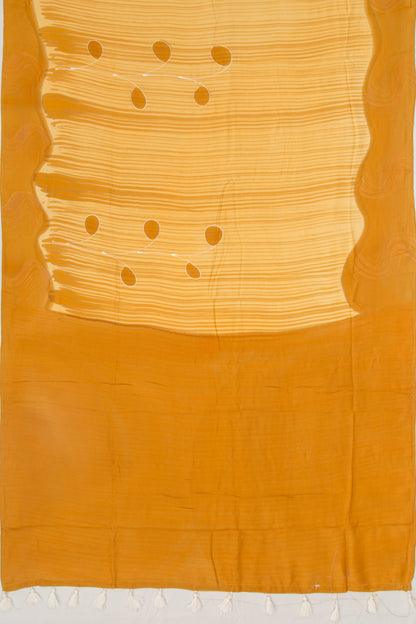 Chanderi Silk Floral Printed Yellow Saree