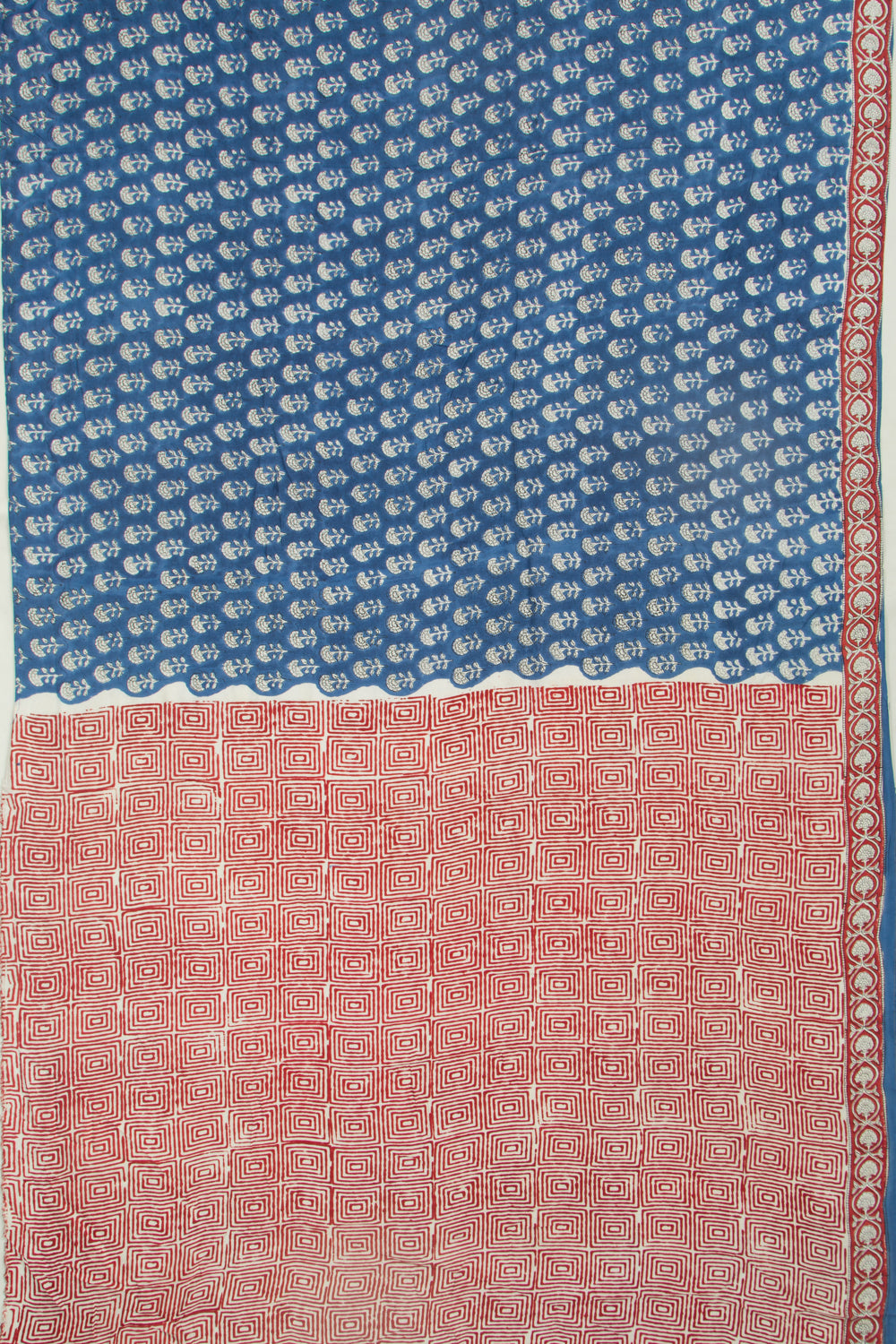 Chanderi Cotton Floral Printed Blue Saree