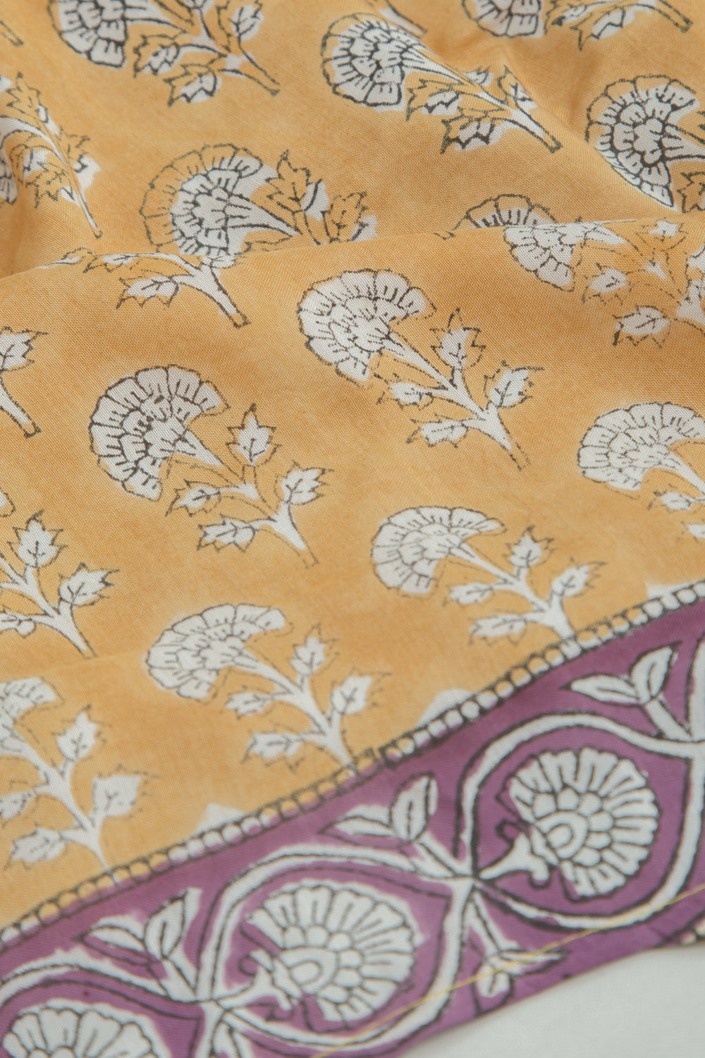 Chanderi Silk Floral Printed Yellow Saree