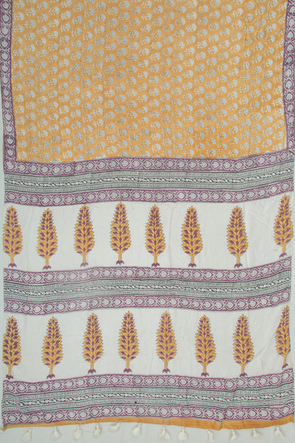 Chanderi Silk Floral Printed Yellow Saree