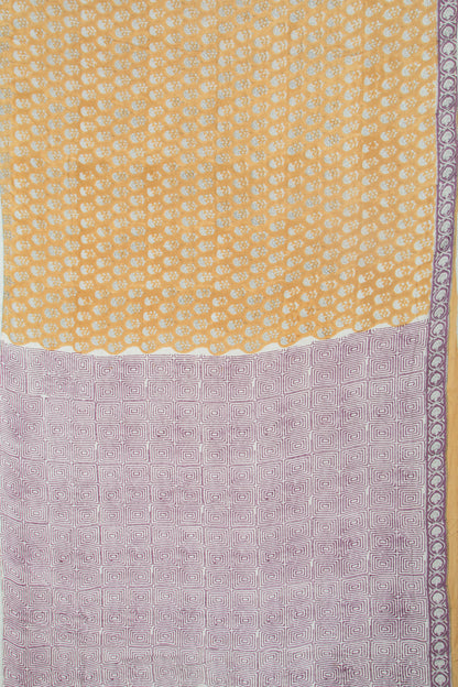 Chanderi Silk Floral Printed Yellow Saree