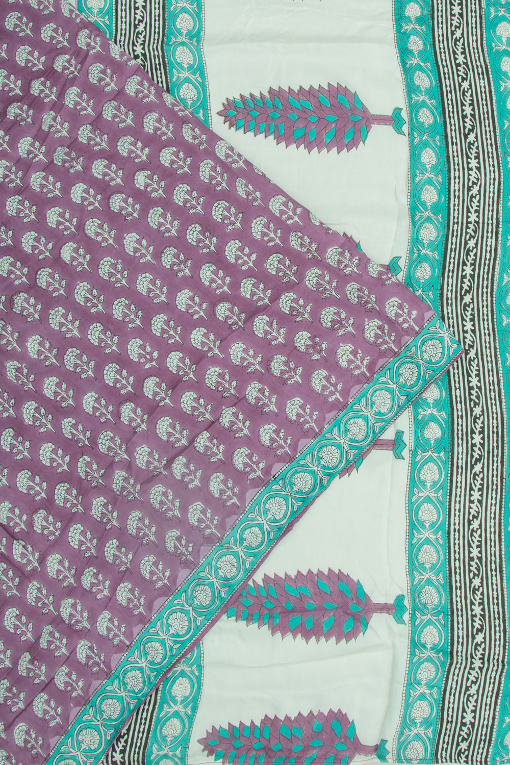 Chanderi Silk Floral Printed Purple Saree