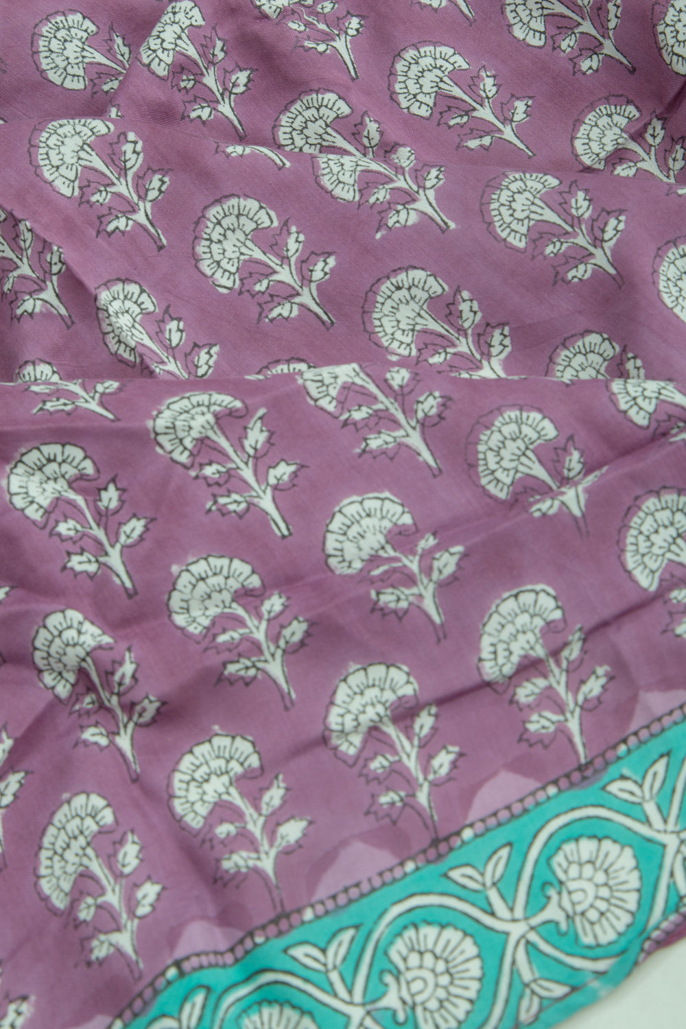 Chanderi Silk Floral Printed Purple Saree