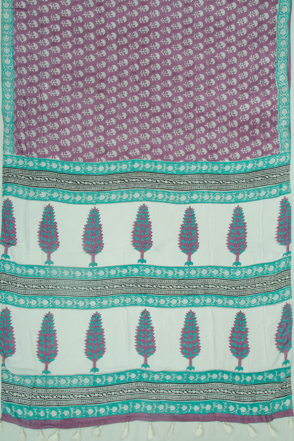 Chanderi Silk Floral Printed Purple Saree