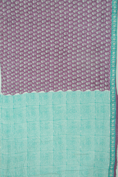 Chanderi Silk Floral Printed Purple Saree