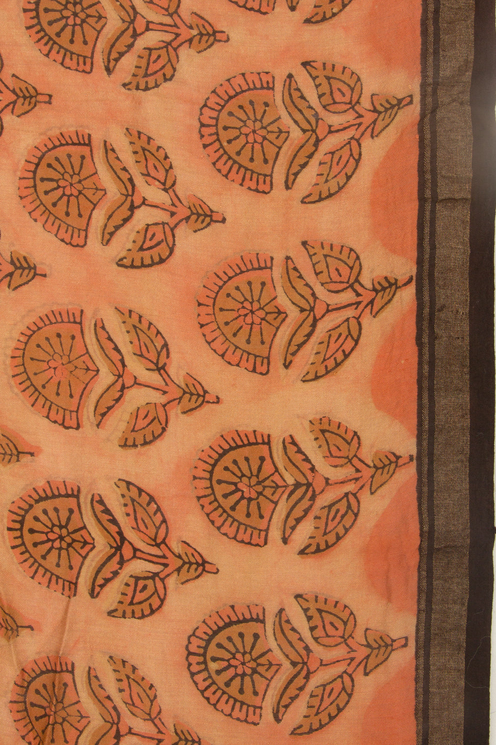 Chanderi Silk Floral Printed Orange Saree