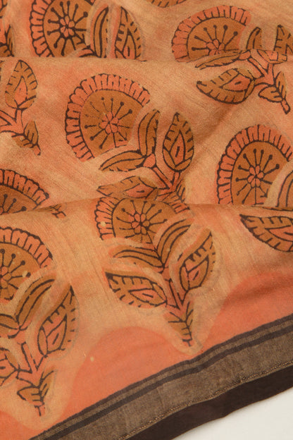 Chanderi Silk Floral Printed Orange Saree