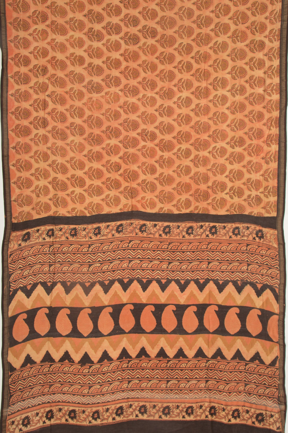 Chanderi Silk Floral Printed Orange Saree