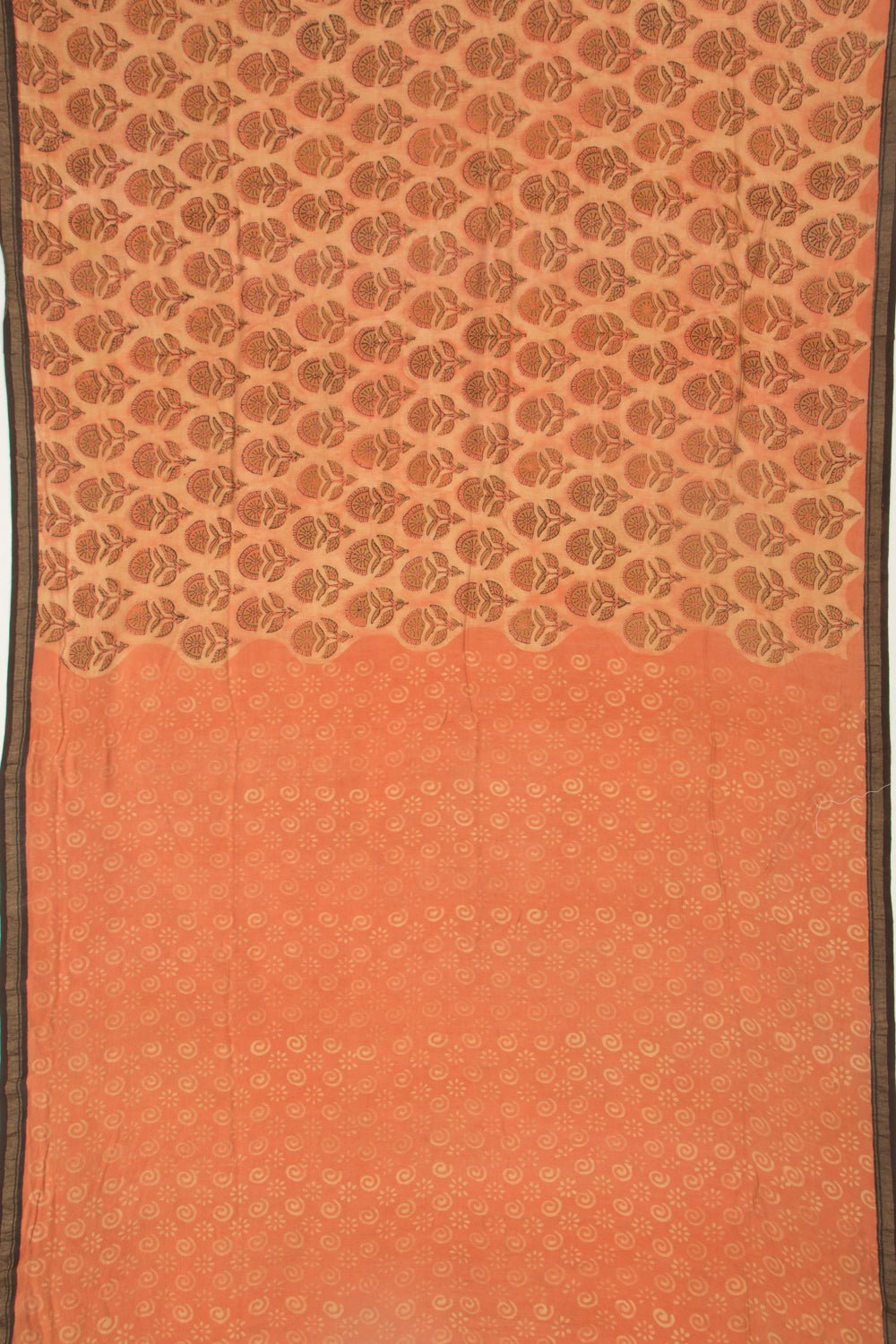 Chanderi Silk Floral Printed Orange Saree