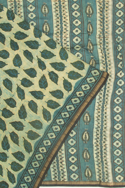 Chanderi Cotton Printed Cream Saree