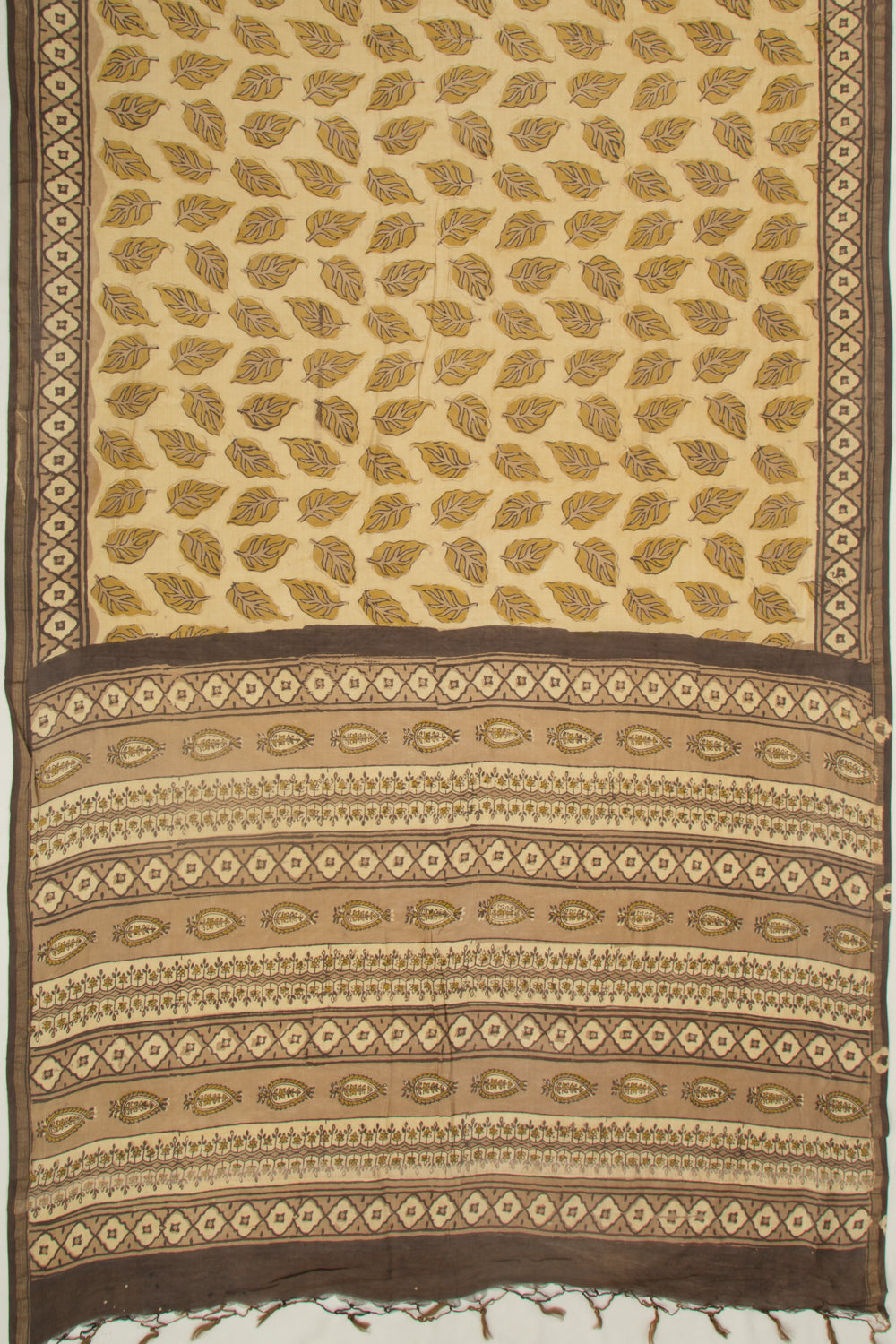 Chanderi Cotton Printed Cream Saree