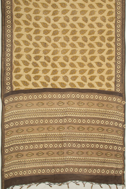 Chanderi Cotton Printed Cream Saree