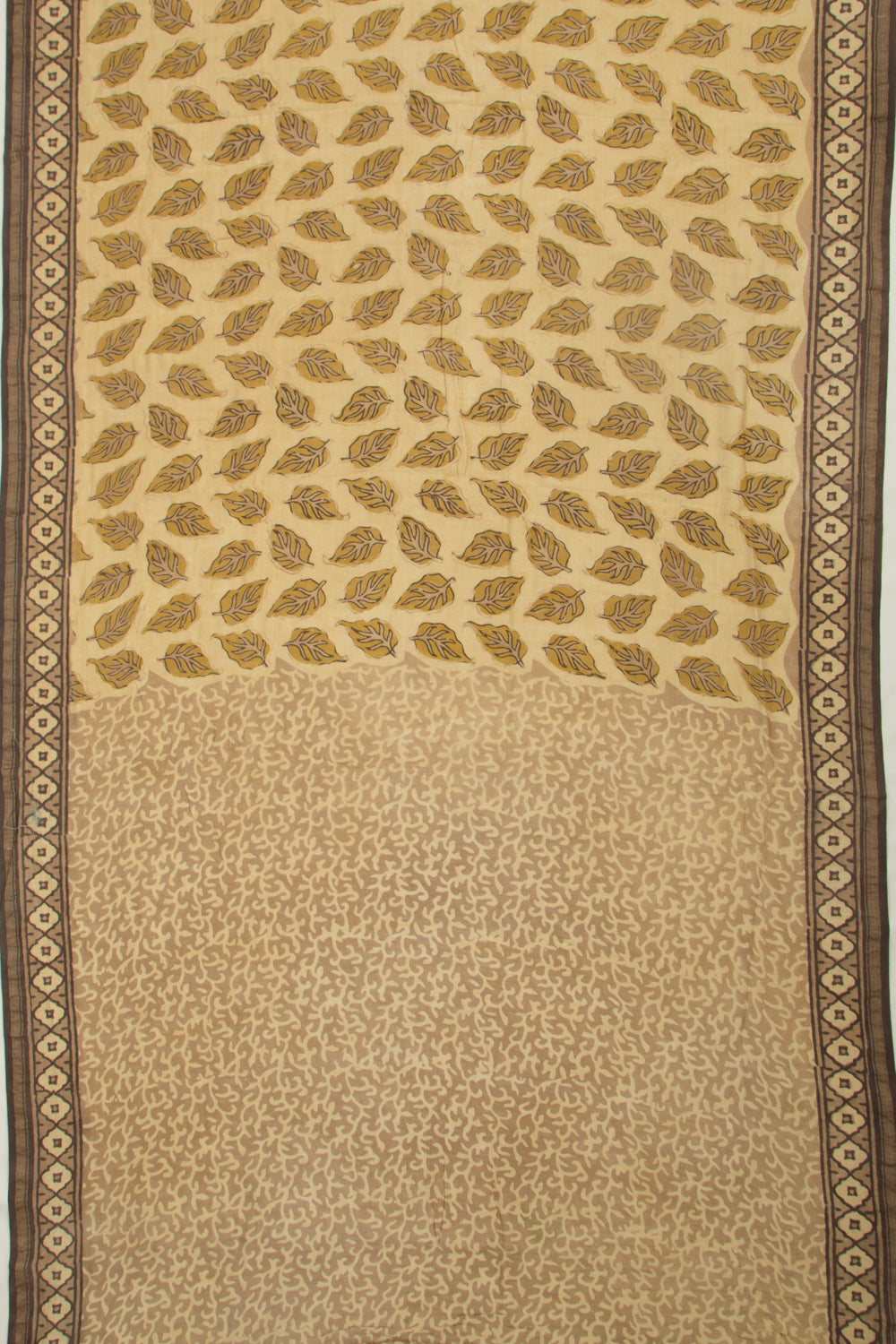 Chanderi Cotton Printed Cream Saree