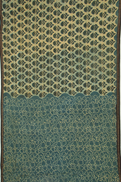 Chanderi Silk Floral Printed Green Saree