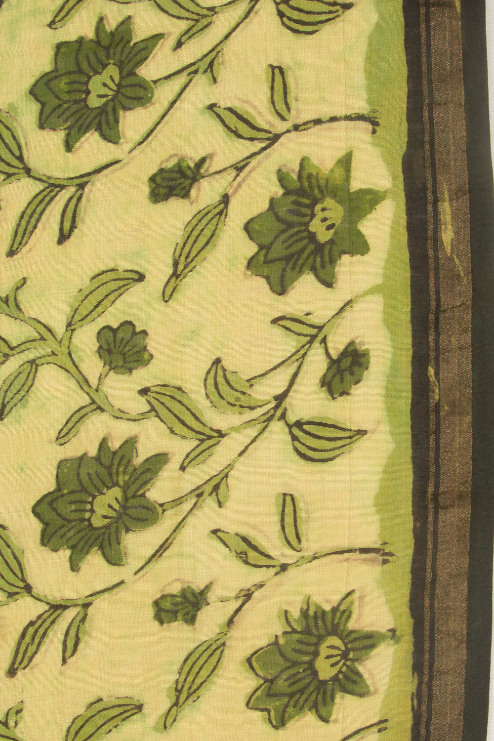 Chanderi Silk Floral Printed Green Saree