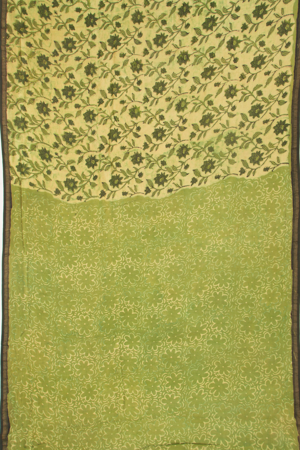 Chanderi Silk Floral Printed Green Saree