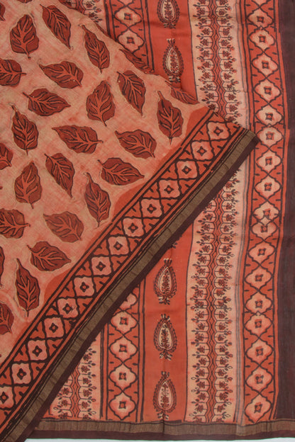 Chanderi Silk Printed Orange Saree