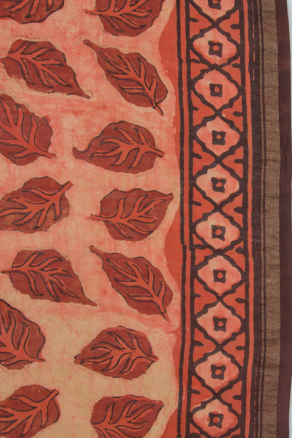 Chanderi Silk Printed Orange Saree