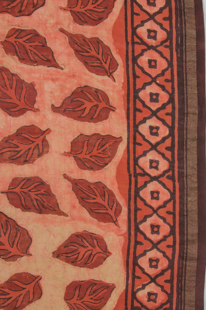 Chanderi Silk Printed Orange Saree
