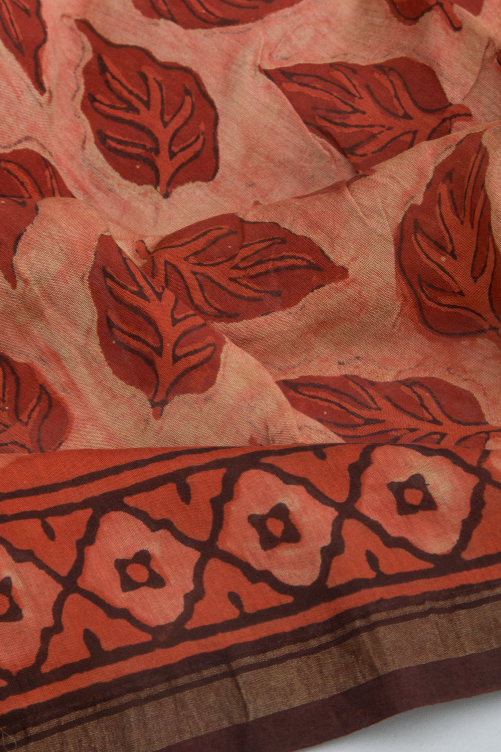 Chanderi Silk Printed Orange Saree