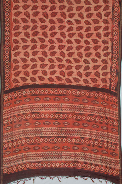 Chanderi Silk Printed Orange Saree
