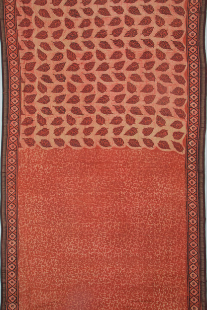 Chanderi Silk Printed Orange Saree