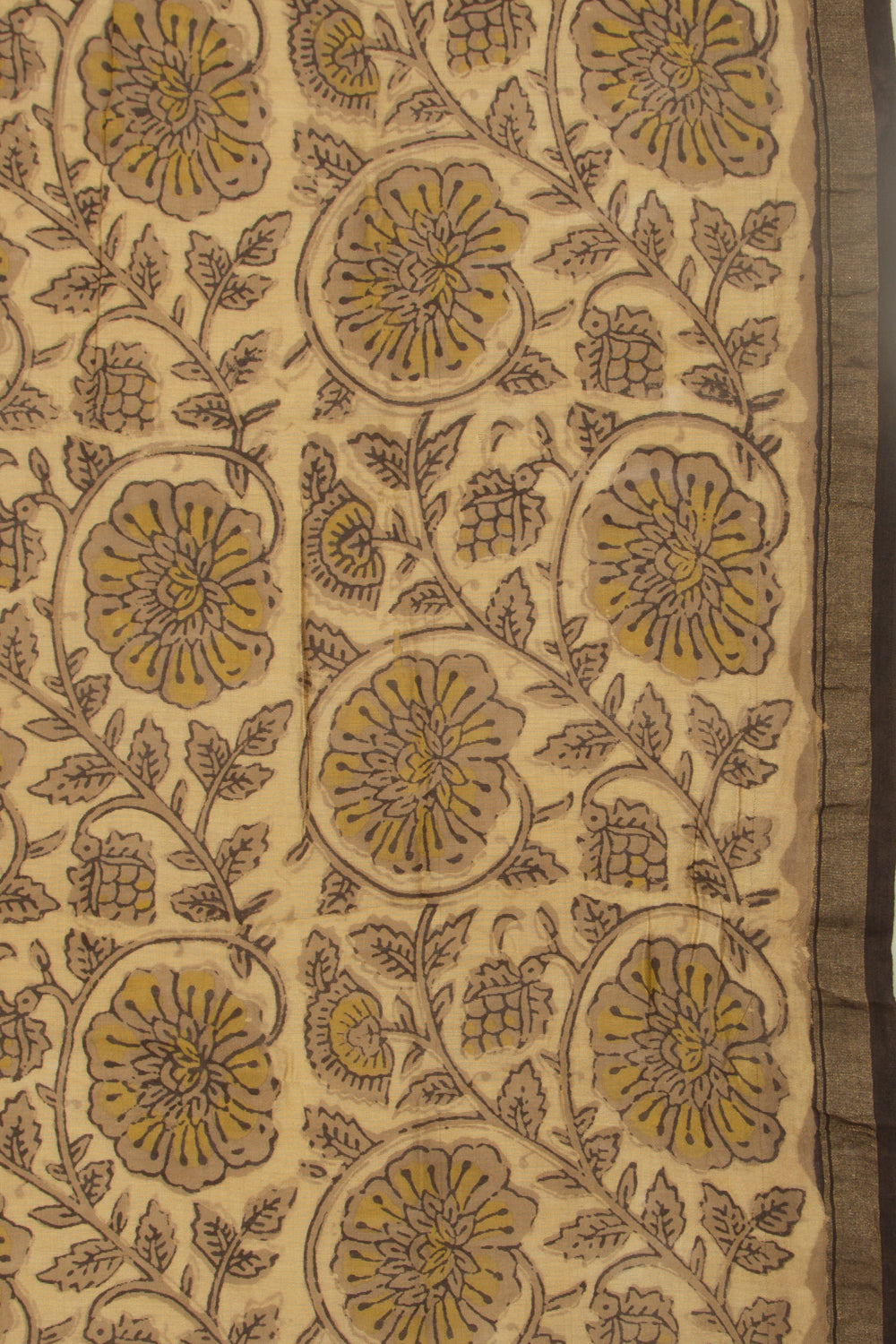 Chanderi Cotton Floral Printed Cream Saree