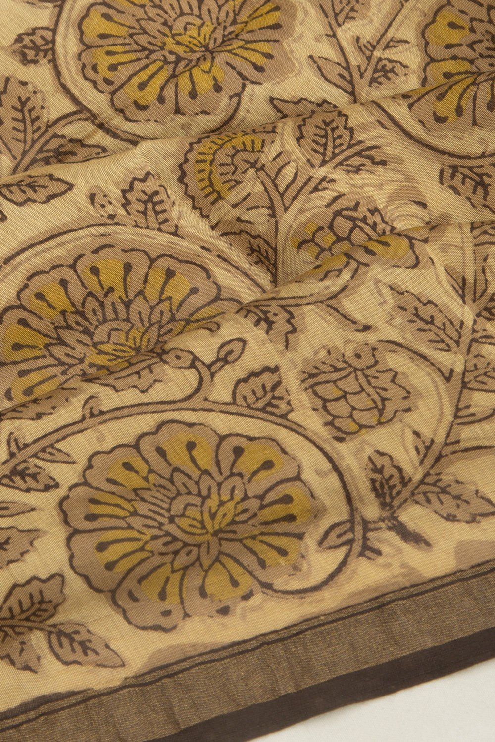 Chanderi Cotton Floral Printed Cream Saree