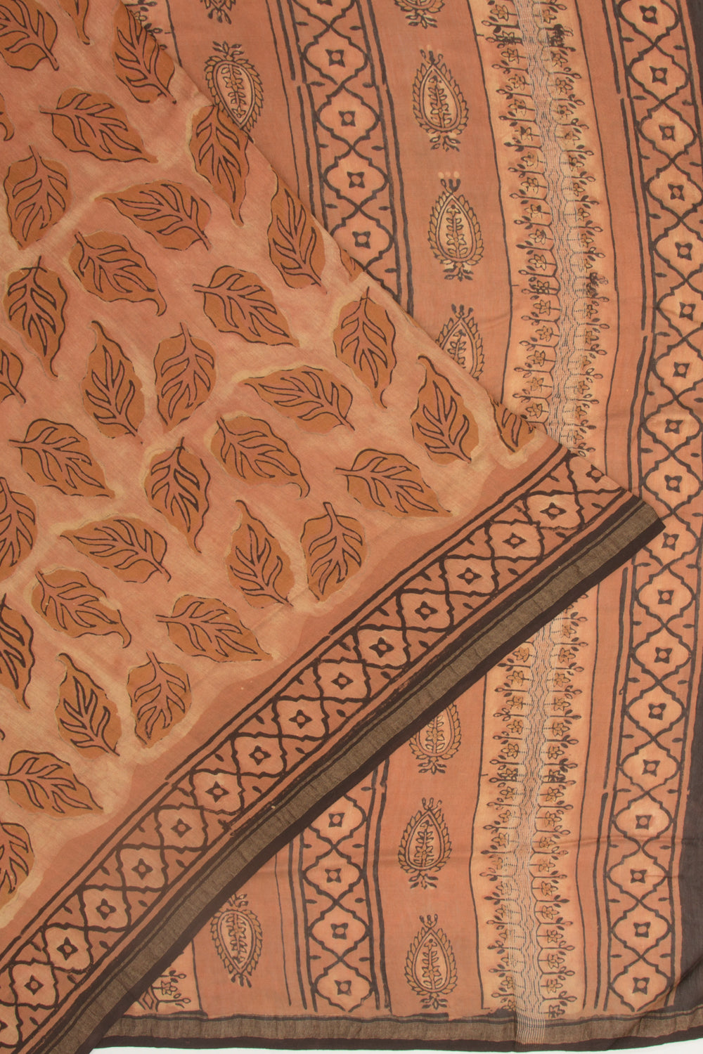 Chanderi Silk Floral Printed Brown Saree