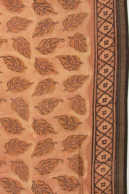 Chanderi Silk Floral Printed Brown Saree
