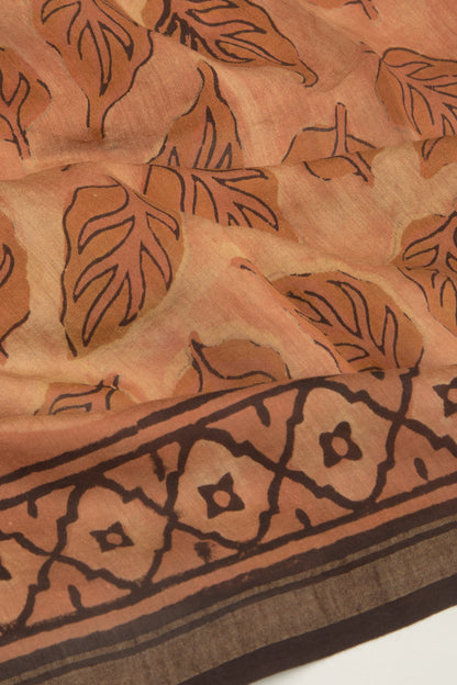 Chanderi Silk Floral Printed Brown Saree