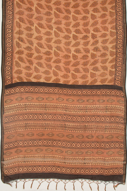 Chanderi Silk Floral Printed Brown Saree