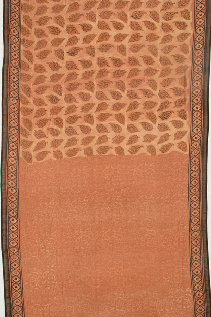 Chanderi Silk Floral Printed Brown Saree