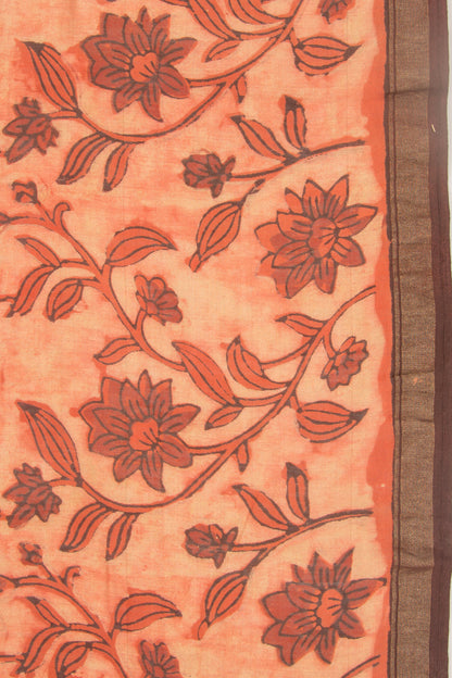 Chanderi Silk Floral Printed Orange Saree