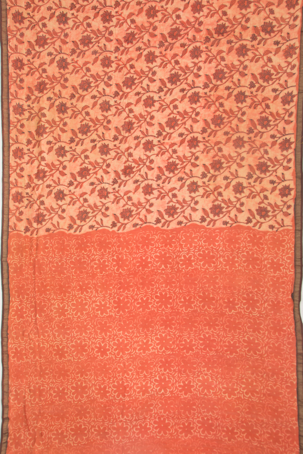 Chanderi Silk Floral Printed Orange Saree