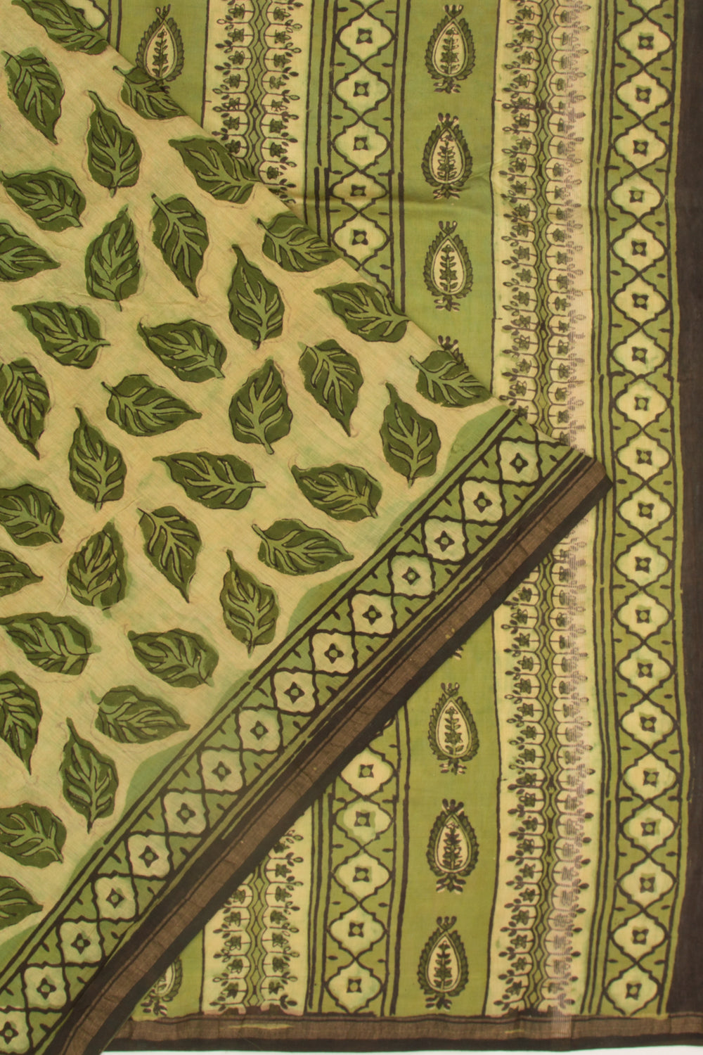 Chanderi Silk Printed Green Saree
