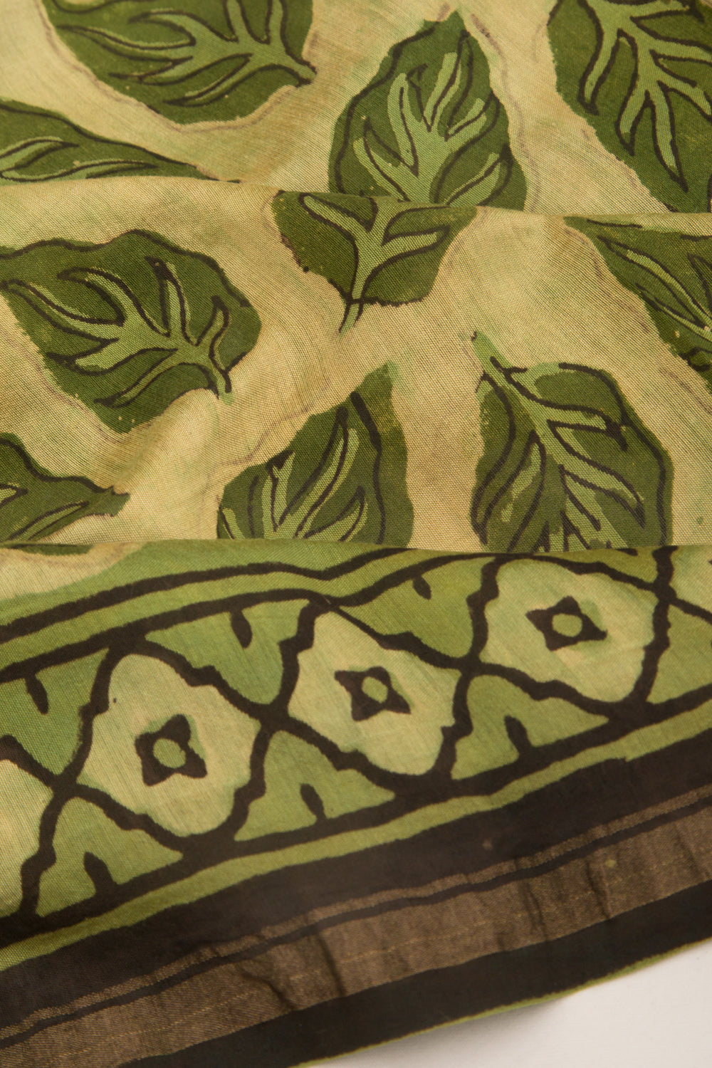 Chanderi Silk Printed Green Saree