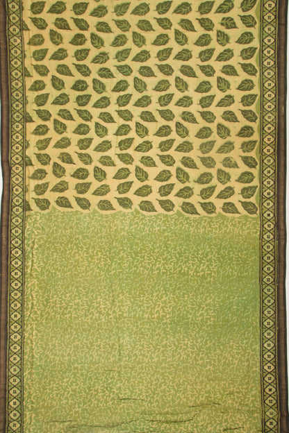 Chanderi Silk Printed Green Saree