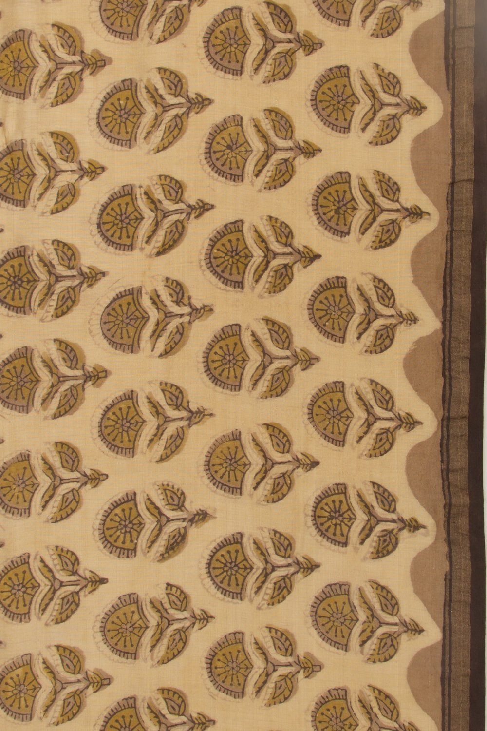 Chanderi Cotton Floral Printed Cream Saree