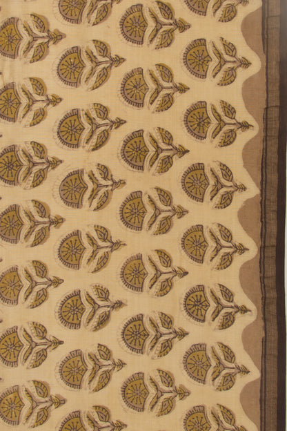 Chanderi Cotton Floral Printed Cream Saree