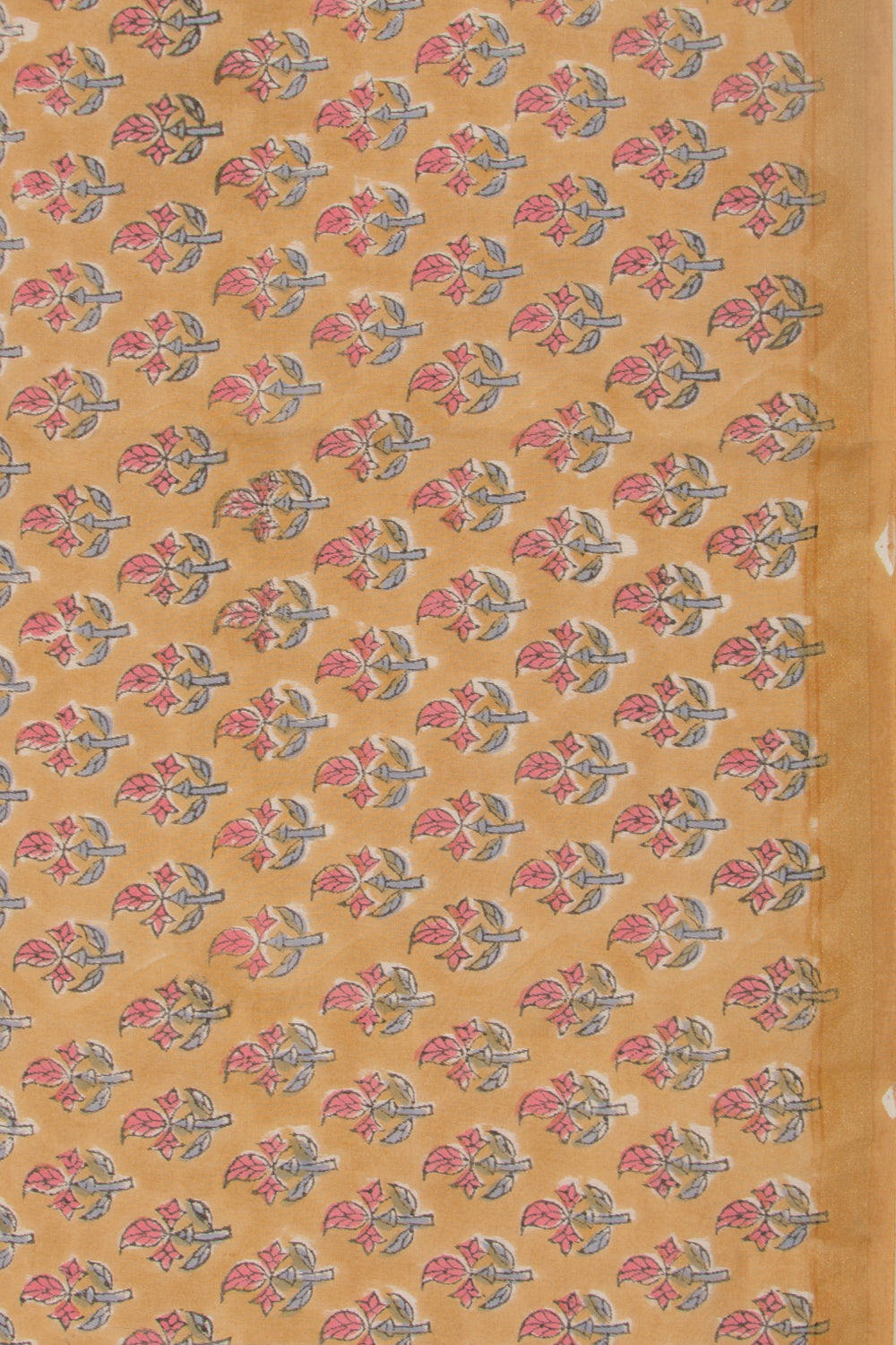 Chanderi Cotton Floral Printed Mustard Yellow Saree