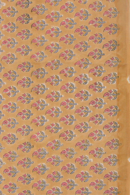 Chanderi Cotton Floral Printed Mustard Yellow Saree