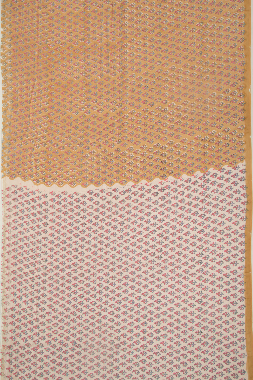 Chanderi Cotton Floral Printed Mustard Yellow Saree