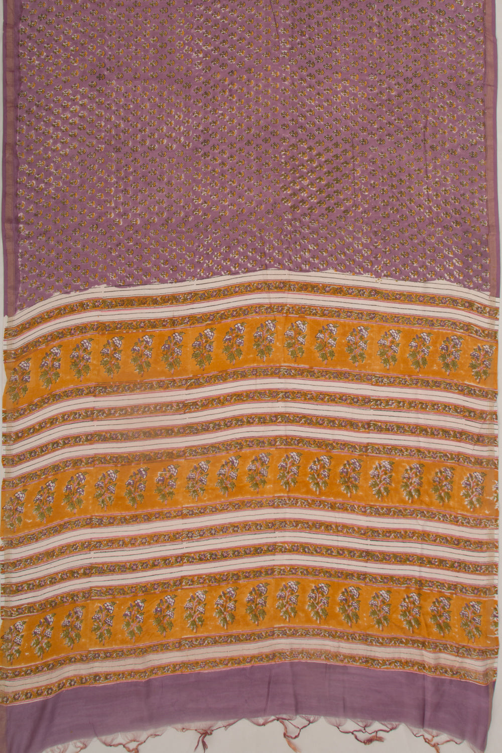 Chanderi Cotton Floral Printed Lavender Saree