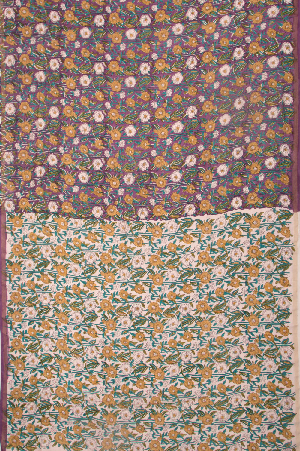 Chanderi Cotton Floral Printed Lilac Saree