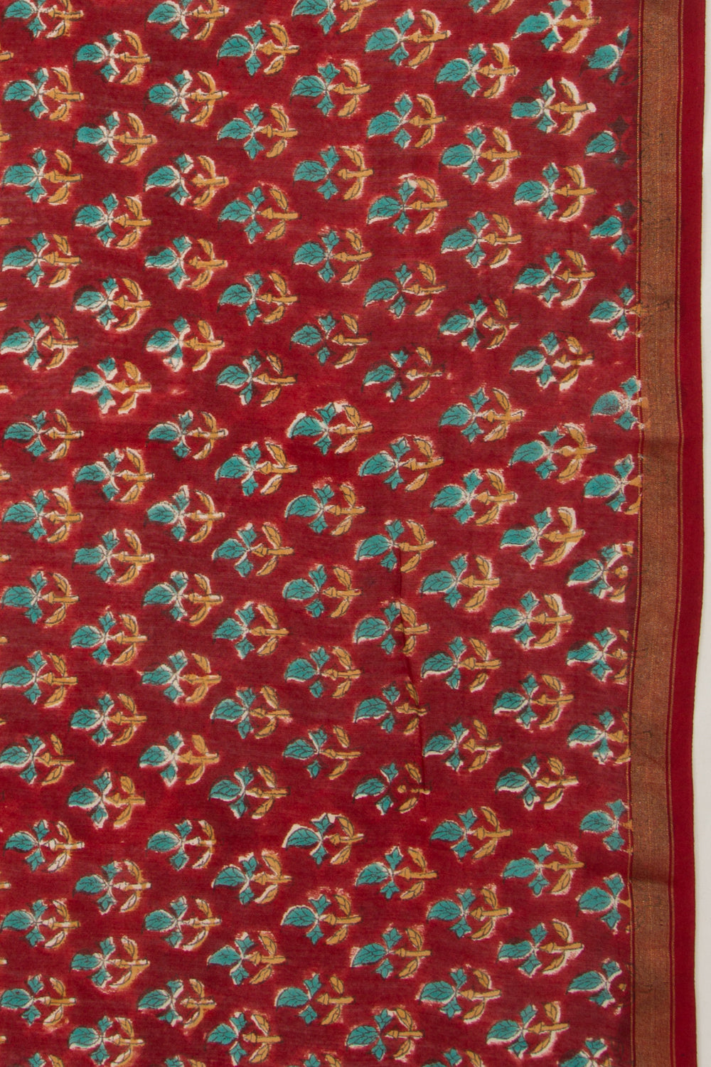 Chanderi Cotton Floral Printed Red Saree