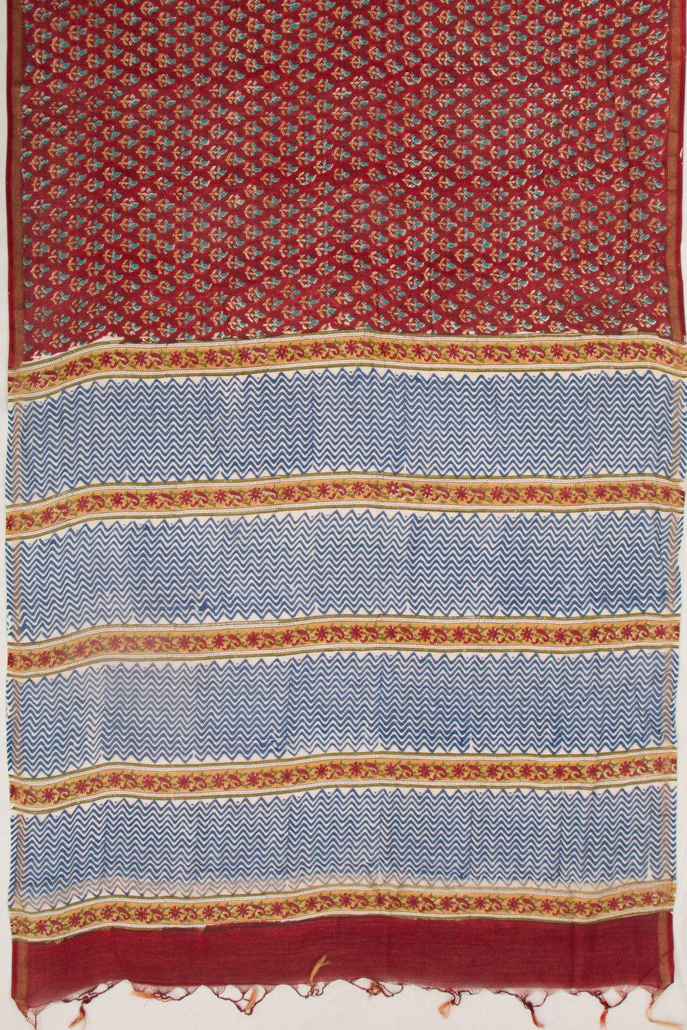 Chanderi Cotton Floral Printed Red Saree