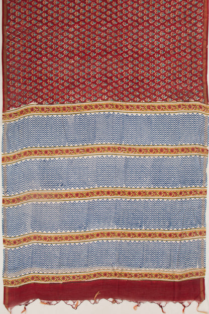 Chanderi Cotton Floral Printed Red Saree