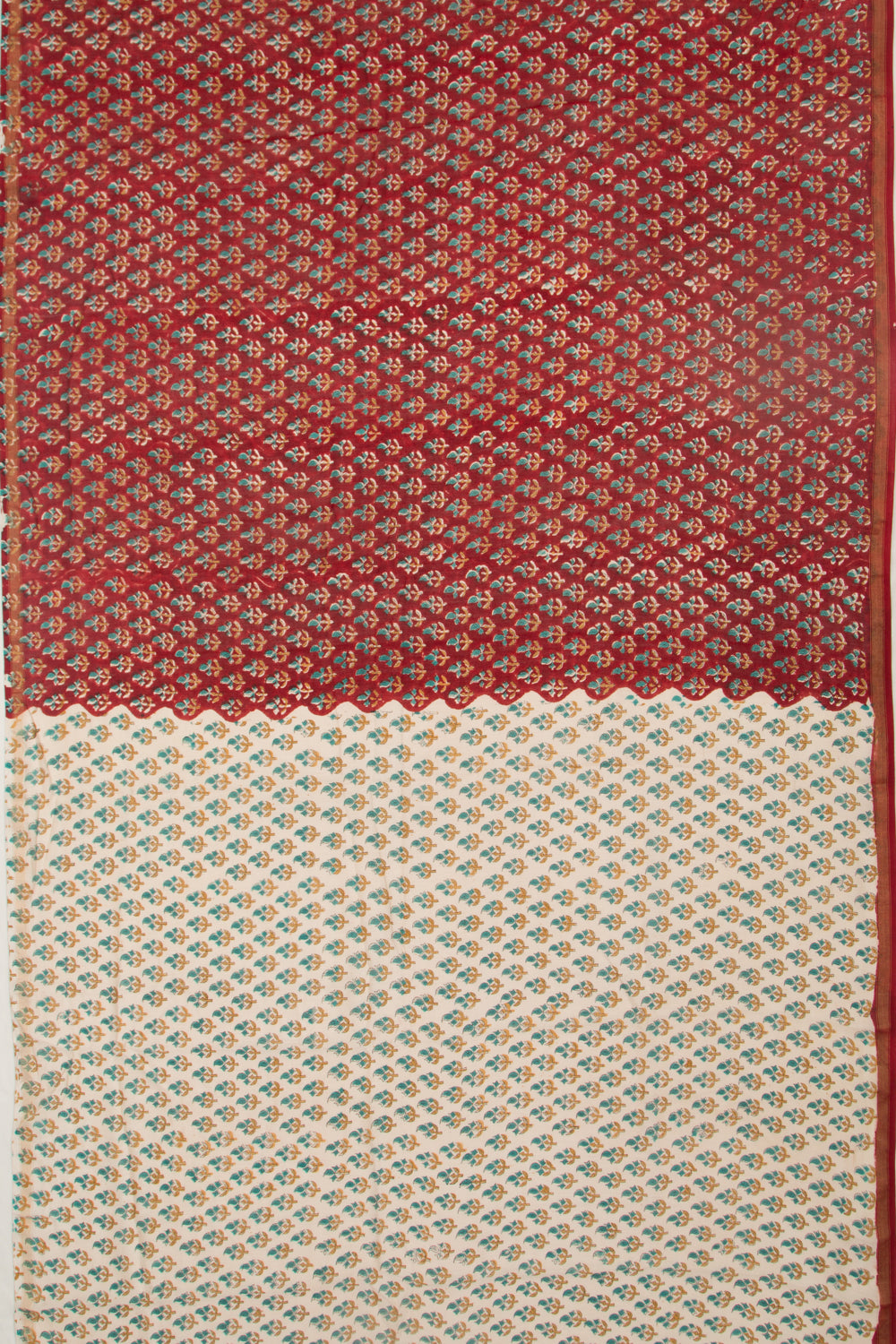 Chanderi Cotton Floral Printed Red Saree