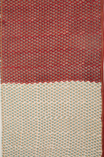 Chanderi Cotton Floral Printed Red Saree